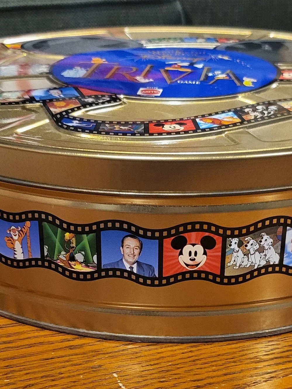 1997 Wonderful World of Disney Trivia Game – Gold Collector Film Reel Tin